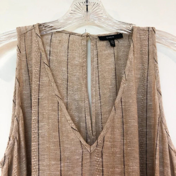 DREW Linen-Blend Tie Front V Neck Striped Jumpsuit - Picture 10 of 14